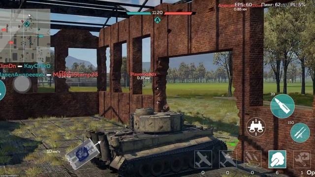 War Thunder Mobile Tiger H1 Первый бой Графика максимум смотреть онлайн