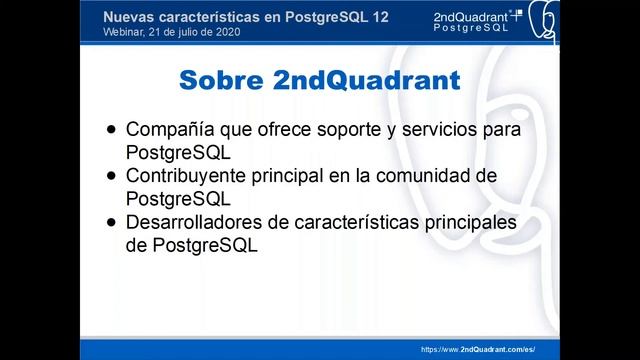 Webinar Preview: Nuevas características en PostgreSQL 12 смотреть онлайн
