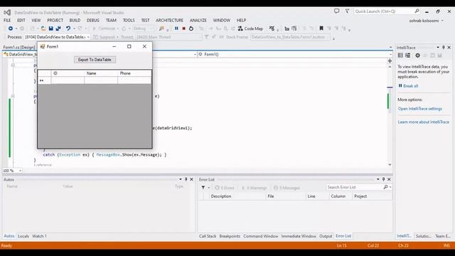 How to Convert DataGridView to DataTable C# | Winforms смотреть онлайн