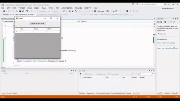 How to Convert DataGridView to DataTable C# | Winforms