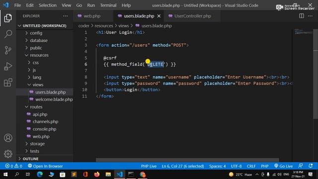The DELETE method is not supported for this route In Laravel 8 Solution смотреть онлайн