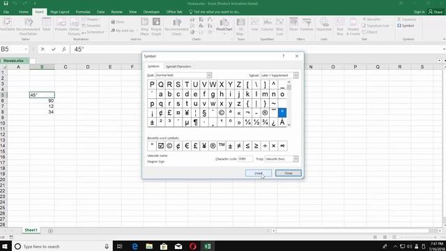 How to Insert a Degree Symbol in Excel | How to Type Degree Symbol in Excel смотреть онлайн
