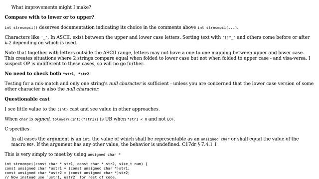 Code Review: case-insensitive `strncmp()` for ASCII chars only (not UTF-8) (2 Solutions!!) смотреть онлайн