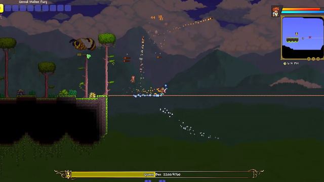 Queen Bee killed with Molten Fury + No Healing Potions | Terraria Skyblock смотреть онлайн