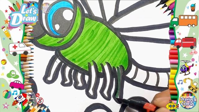 Drawing of dragonfly and flower смотреть онлайн
