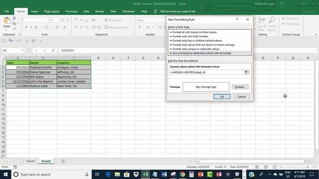 Highlight entire row if date in one column field is more than 4 months old in Excel смотреть онлайн