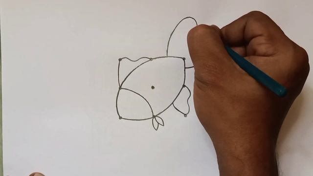 How to draw fish from 9 points step by step | Easy fish drawing | Dots drawing смотреть онлайн