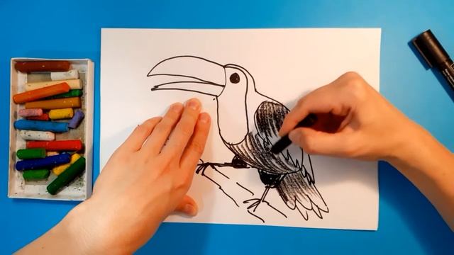 Как нарисовать РАДУЖНОГО ТУКАНА. Рисуем с детьми экзотических птиц. How to draw a TOUCAN. смотреть онлайн