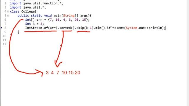 K’th Smallest Element in Unsorted Array Using Streams | Java 8 Streams смотреть онлайн