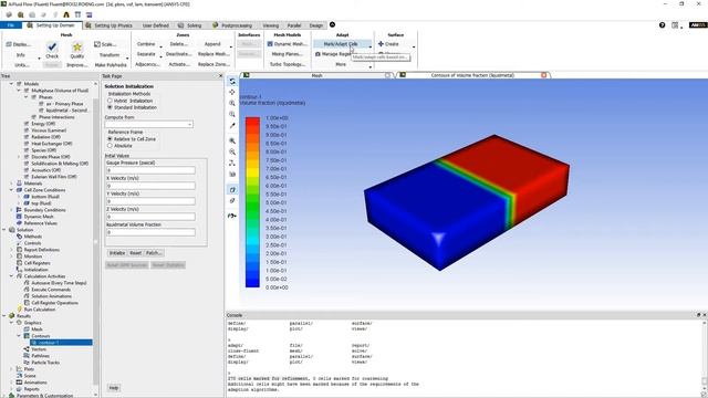 How to apply different initial values (initialization) to different areas of a mesh in ANSYS Fluent смотреть онлайн