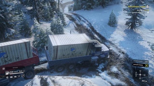 SnowRunner, одиночное прохождение (карьера), #89 Контейнеры в реке смотреть онлайн