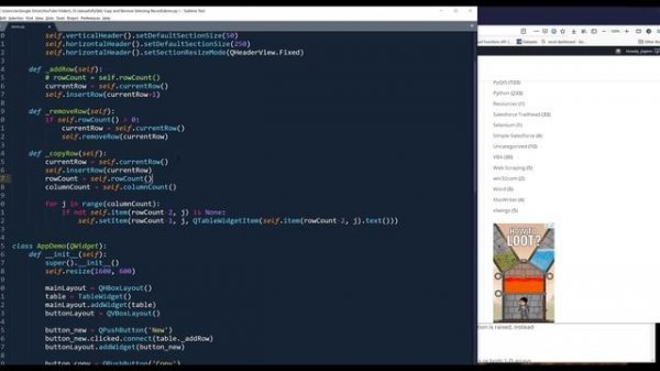 Add, Copy, Delete selected row on a Table Widget (QTableWidget) | PyQt5 Tutorial