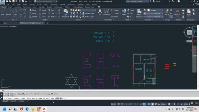 EXPLODE,POLYEDIT & BREAK COMMAND WITH DETAILS (AUTOCAD FOR BEGINNERS)LESSON-18 смотреть онлайн