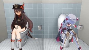 【MMD】(request)fart in the toilet ［girl fart animation］