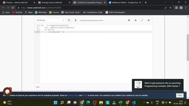Codechef || Average Array || AVGARR || Problem Solution || Starters 30 || Beginners || Intermediate смотреть онлайн