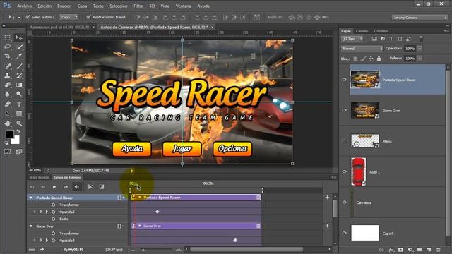 Animación Autos de Carreras en Photoshop CS6 Extended. смотреть онлайн