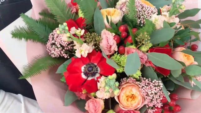 Обзор на букет с анемонами "Джингл Беллс" смотреть онлайн