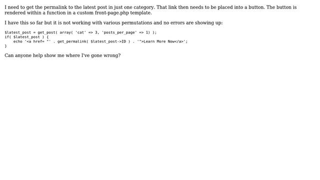 Wordpress: Get permalink to latest post in category смотреть онлайн