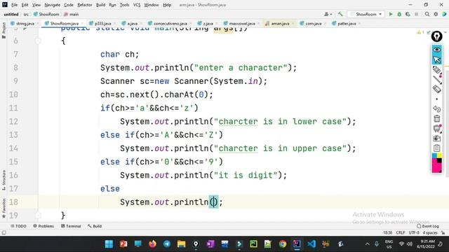 Basic Program of Character using if-else-if || Java tutorial for beginners || Java in Hindi || смотреть онлайн