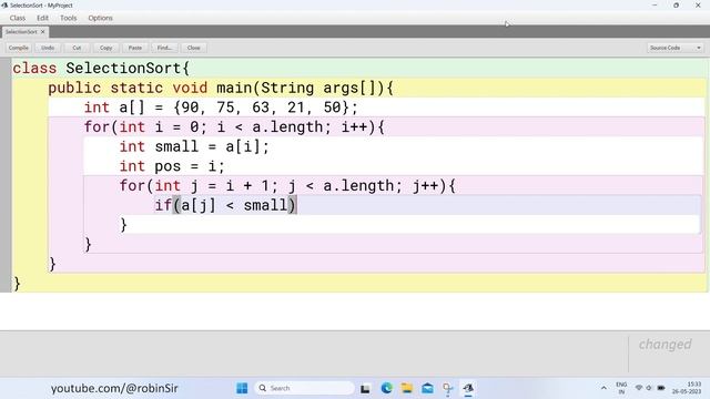 Selection Sort in Java смотреть онлайн