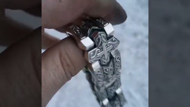 Браслет брутальный со знаком креста. Серебро 925 пробы. Чернение смотреть онлайн