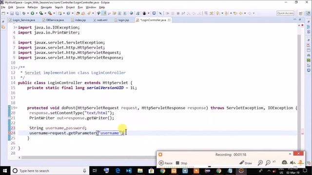 Login application using JSP + Servlet + JDBC + MySQL + Session Example смотреть онлайн