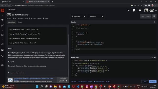 Get the Middle Character Kata || CodeWar|| Explained Live || JavaScript #javascript #codewars смотреть онлайн