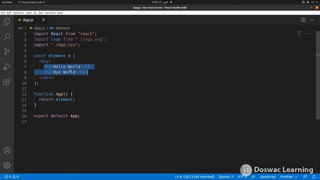What Is JSX In React In Hindi / Urdu - 5 | Doswac Learning смотреть онлайн