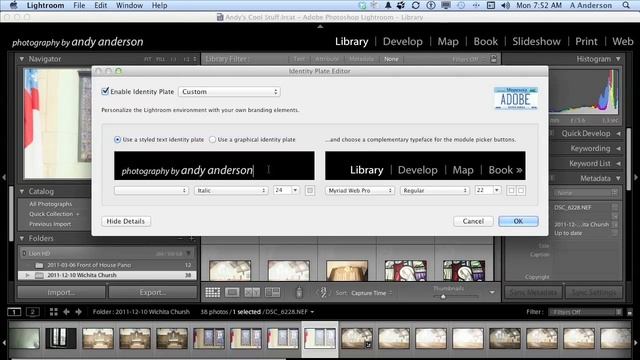 Adobe Photoshop Lightroom 4 Tutorial | Creating Customized Identity Plates смотреть онлайн