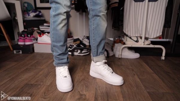 Nike Air Force 1 Mid 07' Triple White - On Feet