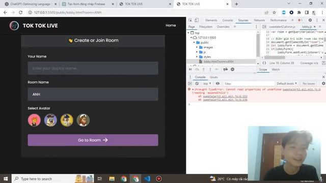 Thiết lập tự động nhận room name cho trang web va Xác định lỗi và sửa lỗi avatar không lên firestor смотреть онлайн