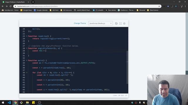 HackerRank (JavaScript): The Angry Professor смотреть онлайн