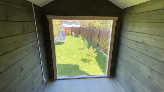 Баня Укко 5.5х2 м из клееного бруса и большим окном в комнате отдыха смотреть онлайн