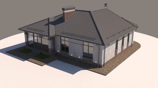 Серо-коричневый вариант проекта дома 150 м2 с круглым эркером в спальне. смотреть онлайн