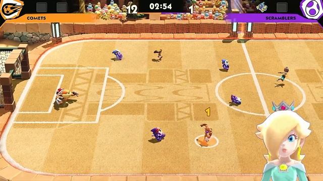 Mario Strikers Battle League Wario Waluigi Rosalina and Pauline Gameplay in Desert Ruin смотреть онлайн