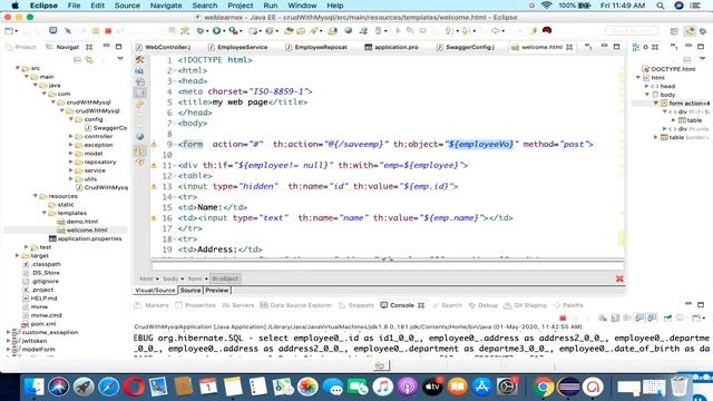 Spring Boot And Mysql Hibernate JPA implementation Crud Operation With Thymeleaf Swagger2 | Part 1 смотреть онлайн
