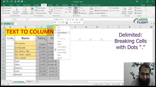 Text to Columns |Delimited/Fixed Width| Convert Split cell to Column| Excel tutorial in Urdu/Hindi смотреть онлайн