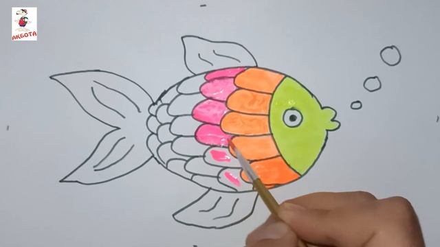 Как нарисовать Рыбу / раскрашивание для детей и малышей / улучшайте навыки рисования смотреть онлайн