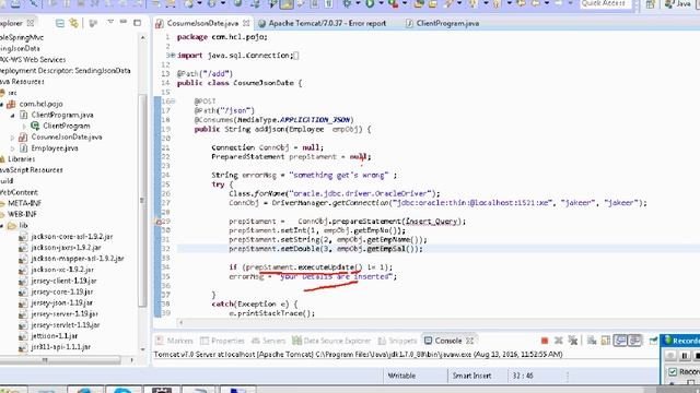 How to insert json data in oracle database In java смотреть онлайн