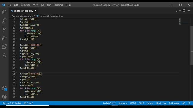 Microsoft Logo Using Python Turtle | Python Turtle Graphics | Python | Learnonpy | смотреть онлайн