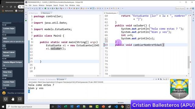 Clases y métodos void return en JAVA Ejemplo saludar cambiar atributos dividir PARTE 2/4 смотреть онлайн