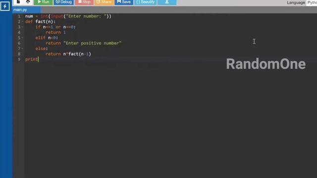 Write a recursive function to print the factorial for a given number. смотреть онлайн