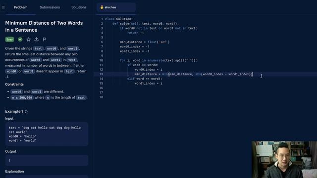 Minimum Distance of Two Words in a Sentence смотреть онлайн