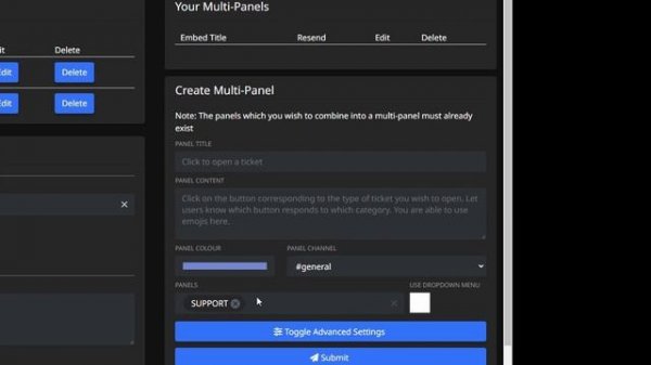 How to create multi panel with tickets bot *2023