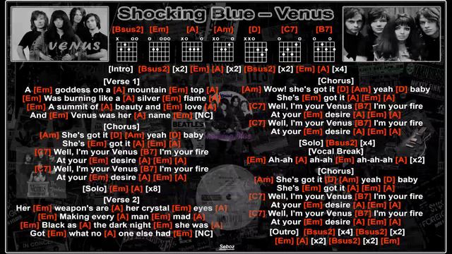 Shocking Blue – Venus [BV] Jam Track] [Guitar Chords & Lyrics смотреть онлайн