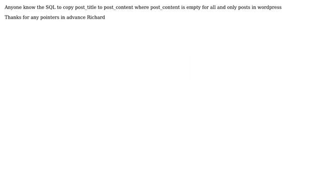 Wordpress: SQL copy post_title to post_content смотреть онлайн