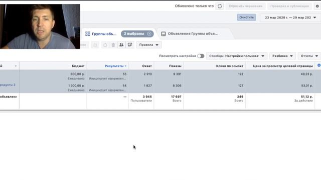 Недостаточно результатов в столбце статуса показов группы объявлений Facebook