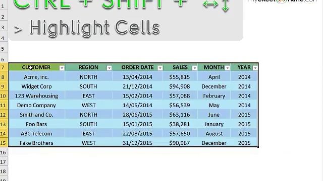 Move and Highlight Cells in Excel with Keyboard Shortcuts смотреть онлайн