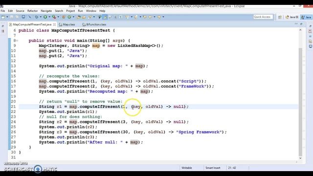 Java 8-Map computeIfPresent Default Method смотреть онлайн