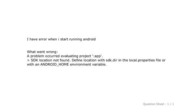 Android : React Native android build failed. SDK location not found смотреть онлайн